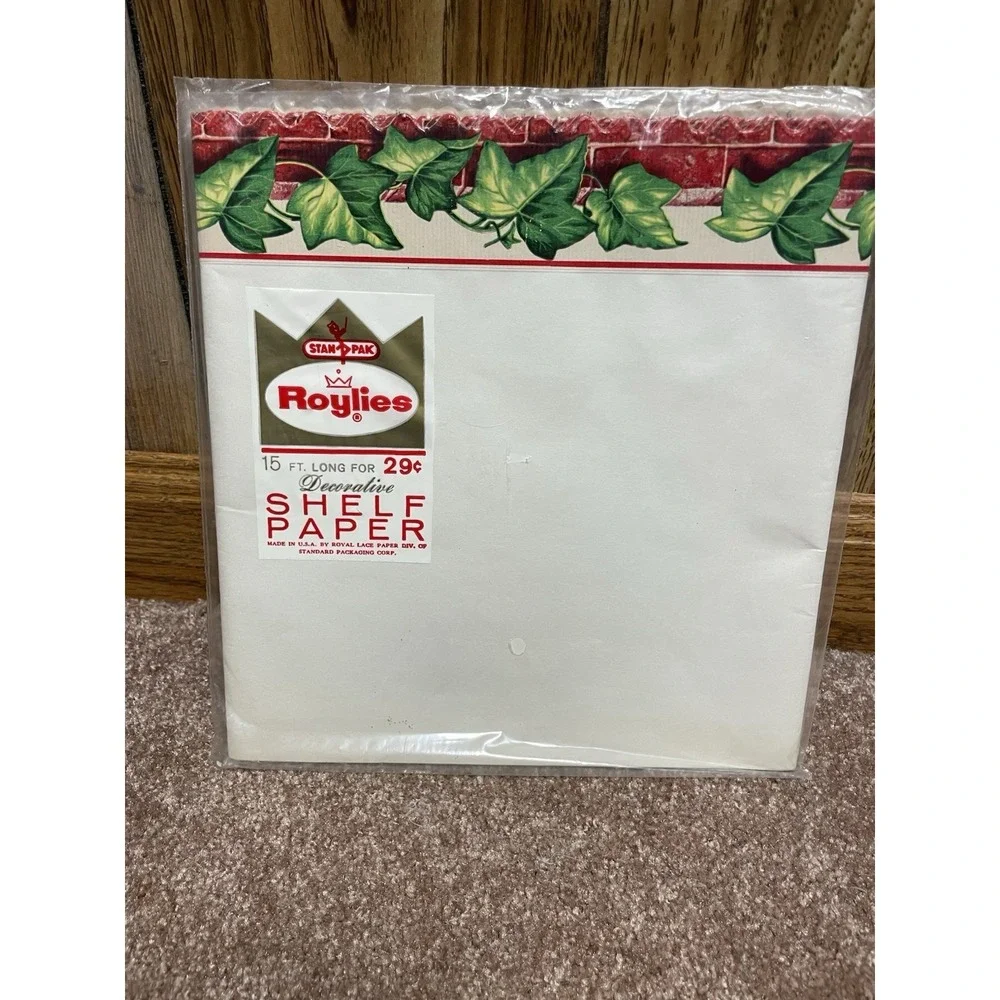 Roylies Shelf Liner Lot of 3‎ Paper 15' Each Ivy -Kitchen -Gold Design Vintage